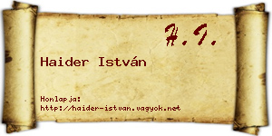 Haider István névjegykártya